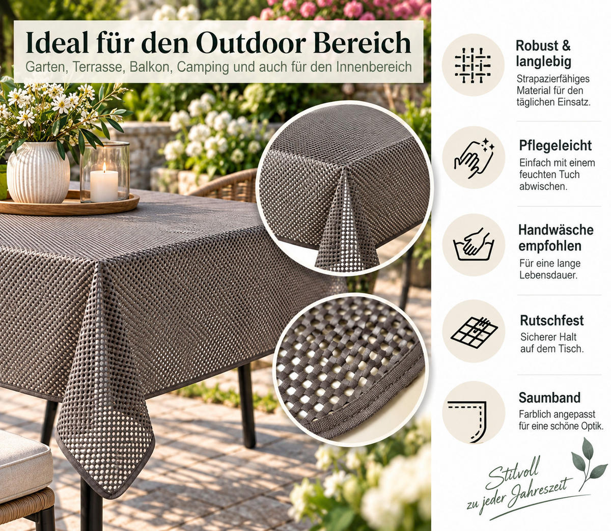 TISCHDECKE Gartentischdecke Karo Rot 130/160 cm - Rot, Kunststoff (130/160cm) - TiborTex