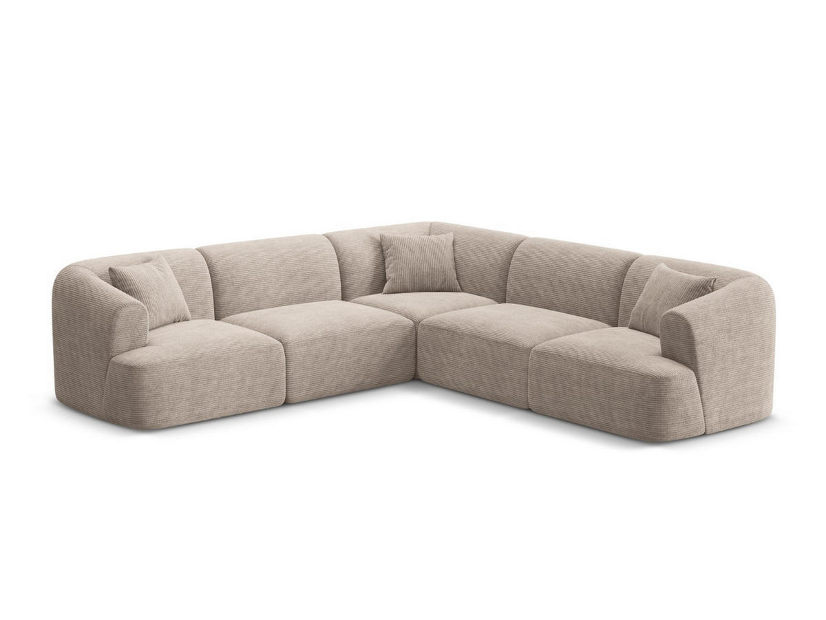 SYMMETRISCHES-MODULARES-ECKSOFA Campi aus Cord cappuccino 6 Sitzplätze - Cappuccino, Textil (255/255cm) - Cosmopolitan Design