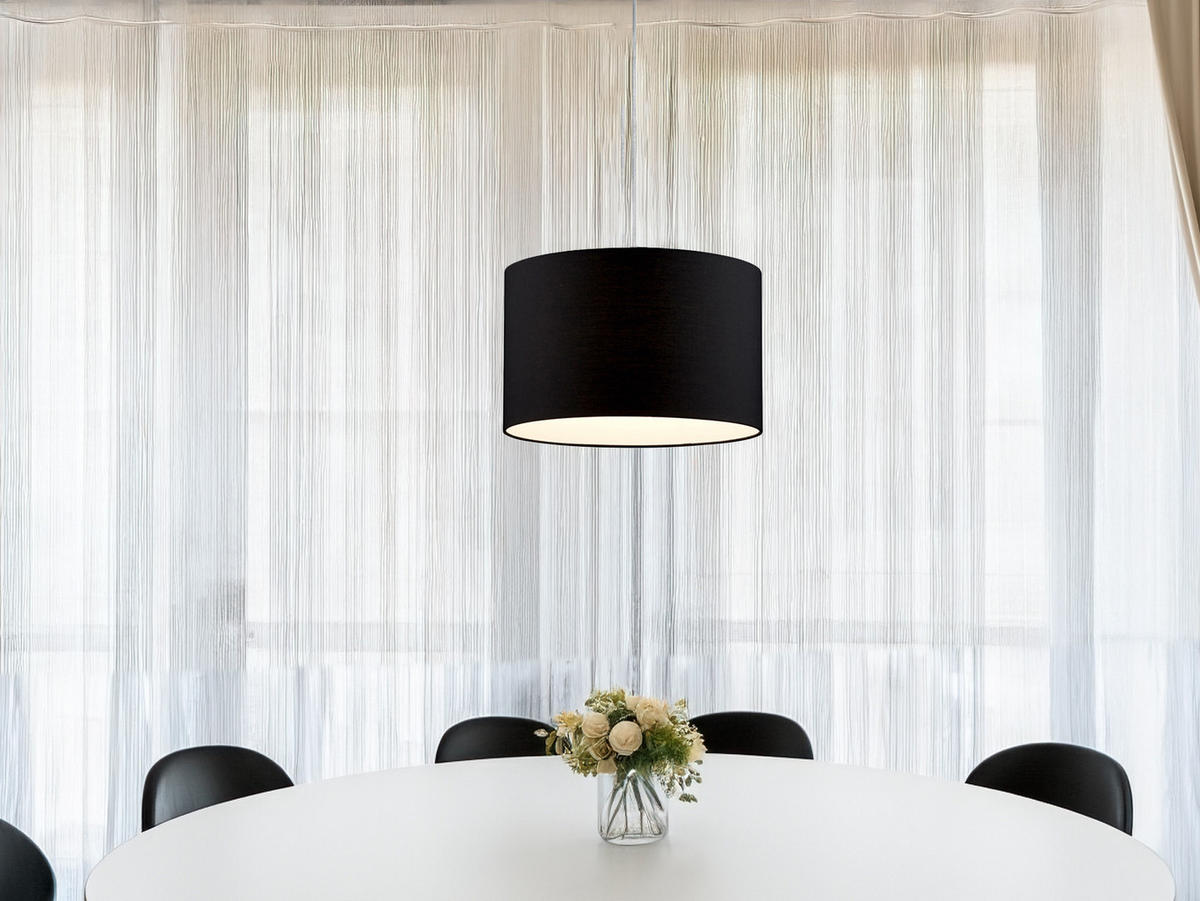 LED-PENDELLEUCHTE Ø40cm, Stoff Lampenschirm Schwarz - Schwarz, Textil (40/40/150cm) - meineWunschleuchte