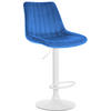 BARHOCKER RIO Blau Samt Weiß - Blau, Textil/Metall (49.5/91/50cm) - DELUKE