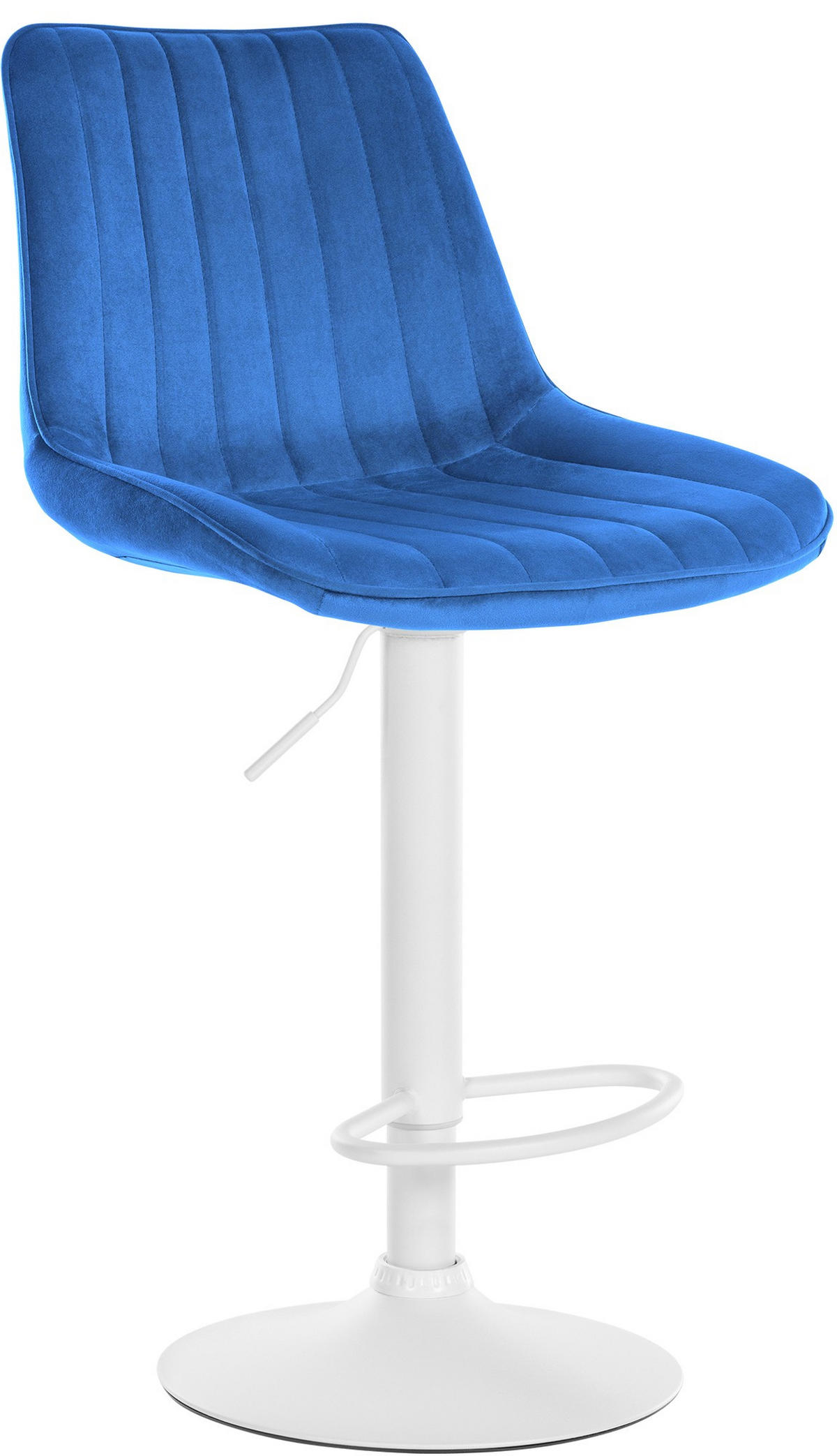 BARHOCKER RIO Blau Samt Weiß - Blau, Textil/Metall (49.5/91/50cm) - DELUKE