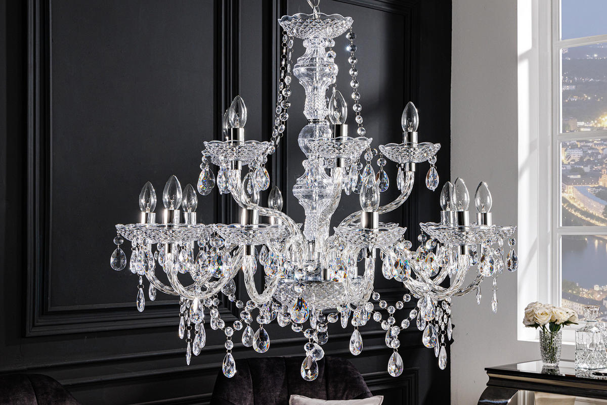 KRONLEUCHTER CRYSTAL XL Acryl Transparent 80 cm - Transparent, Glas (80/80/75cm) - riess-ambiente