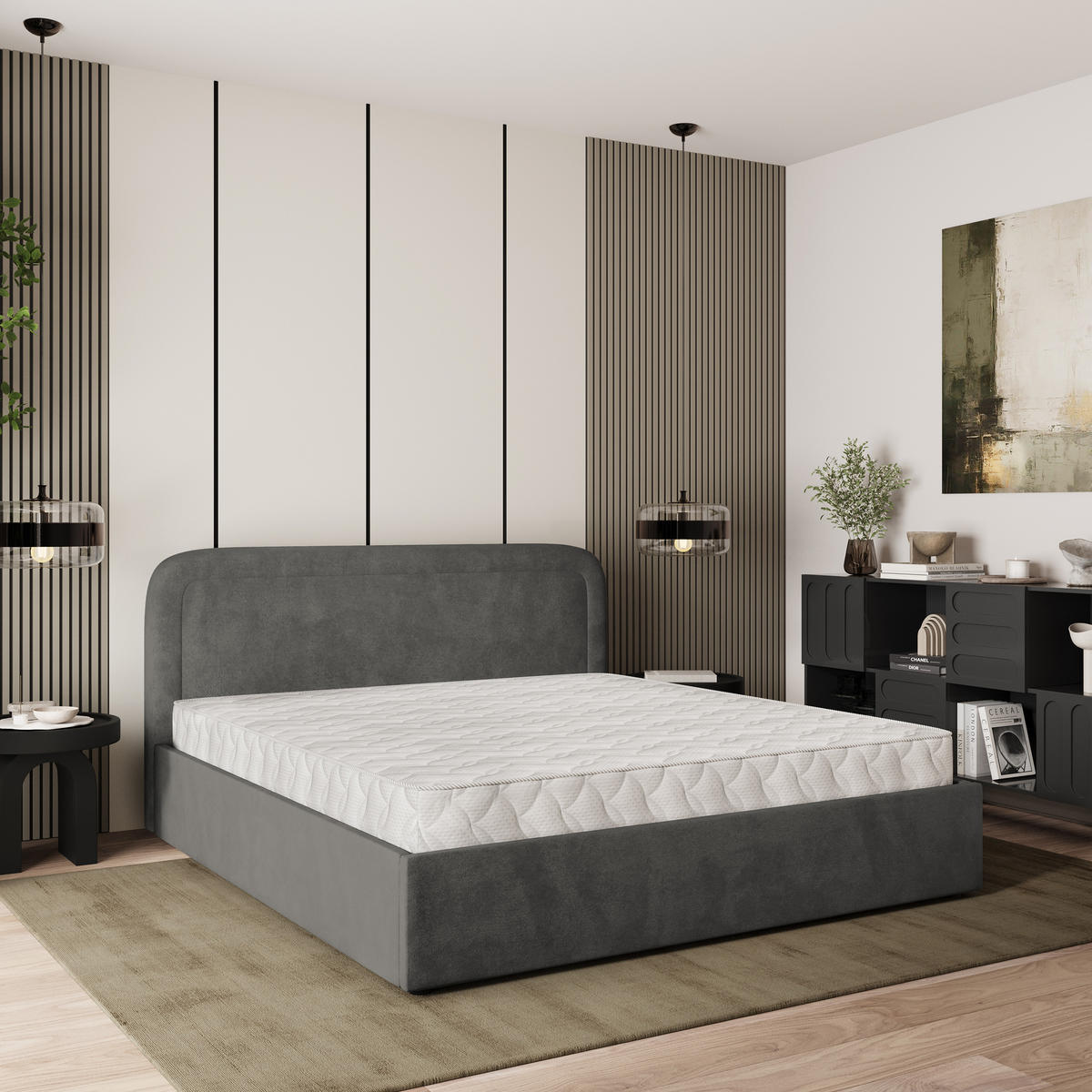 POLSTERBETT BENIRA K 160x200 cm mit Bettkästen - Grau - Grau, Holz (160/200cm) - MASSENO