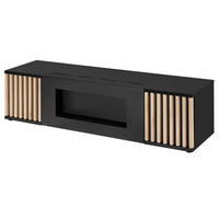 TV-LOWBOARD schwarz, Eiche Jackson 163 cm, TV Unterteil mit Bio Ethanol Kamin - Eichefarben/Schwarz, Holzwerkstoff/Kunststoff (163/42/45cm) - Furn.Design