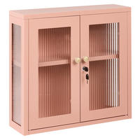 WANDSCHRANK 60 cm Metall Pfirsichrosa Harlyn - Pink, Metall (60/57/18cm) - Beliani