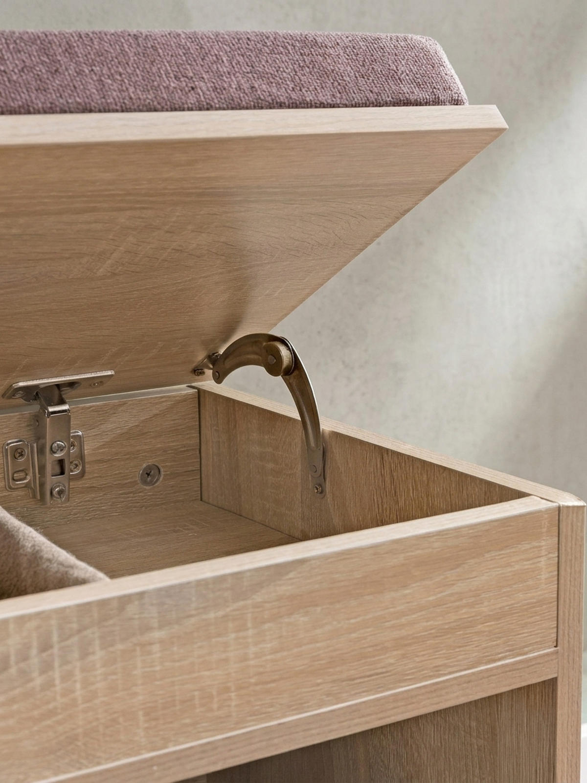 GARDEROBENBANK Holz gepolstert mit Stauraum, Beige 104x32x51 cm - Beige/Braun, Holz/Textil (104/51/32cm) - KADIMA DESIGN