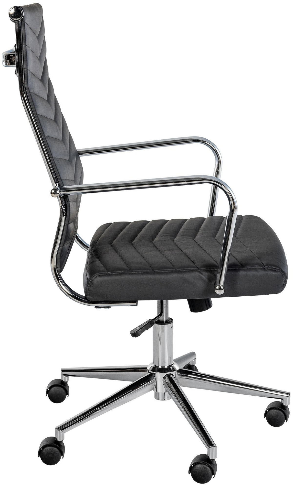 DREHSTUHL Lederlook Schwarz - Chromfarben/Schwarz, Textil/Metall (57/100/60cm) - CLP