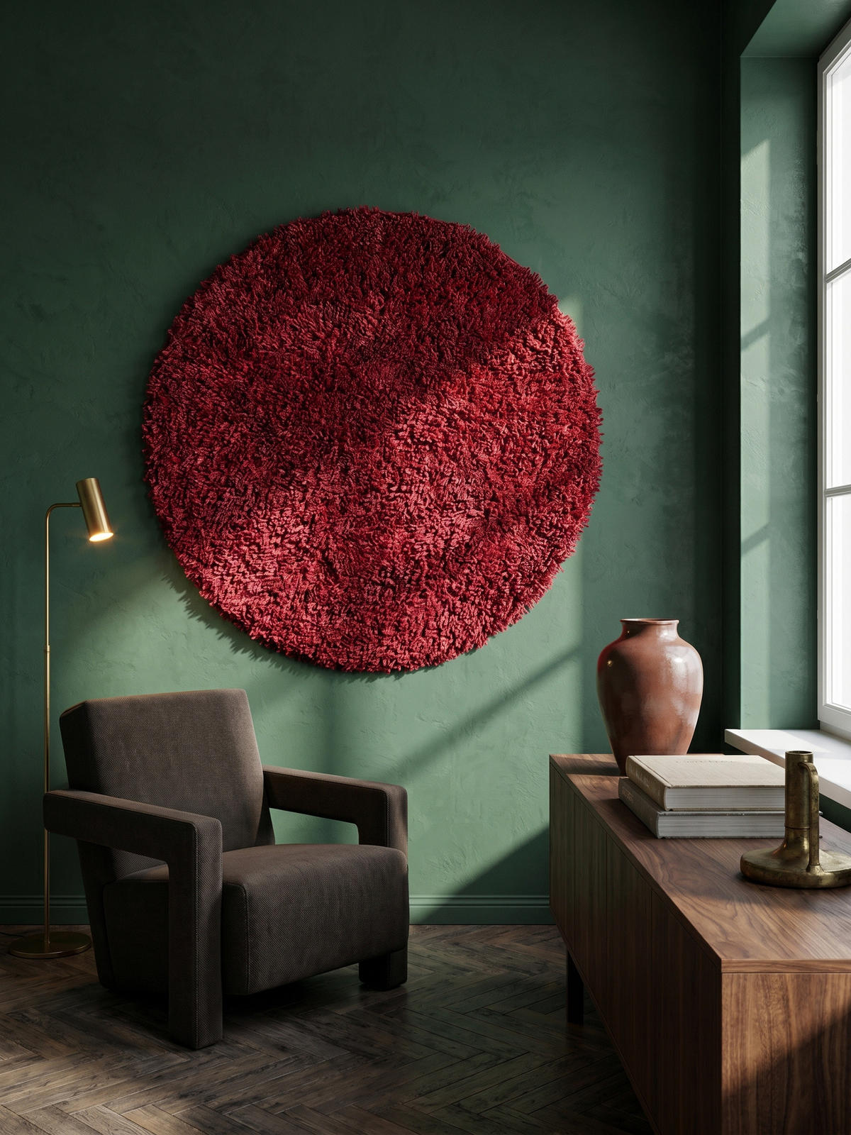 TEPPICH Hochflor Unifarben Polypropylen Wohnzimmer Shaggy Rot Rund 160x160 - Rot, Textil (160/160cm) - KADIMA DESIGN