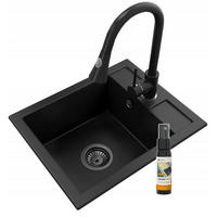 GRANITSPÜLE Best Mit Batterie und Siphon - Schwarz, Kunststoff/Stein (50/40/18cm) - Granitan