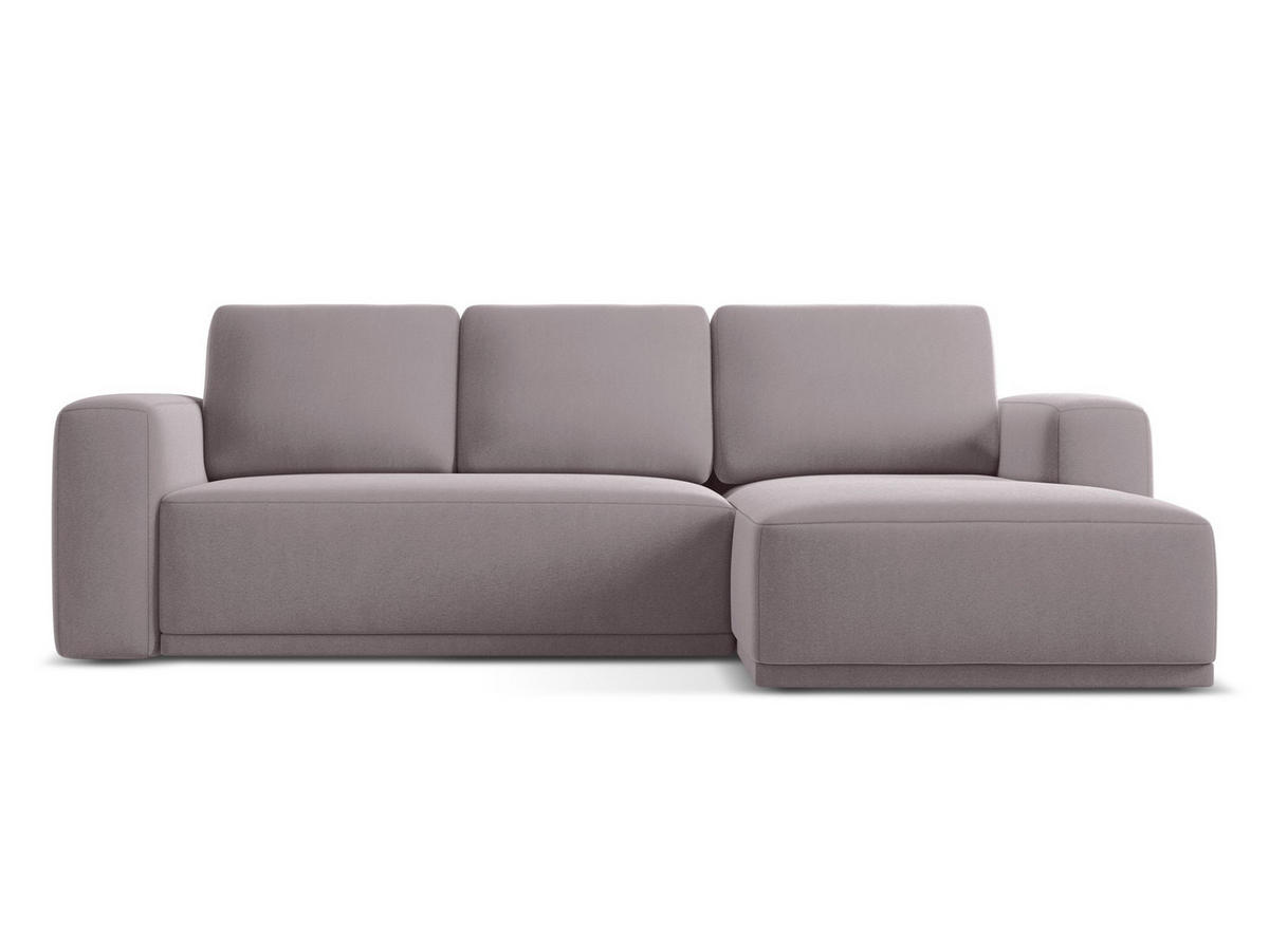 ECKSOFA mit Schlaffunktion Samt Stoff Violett - Lila/Flieder, Kunststoff/Textil (258/160cm) - Makamii
