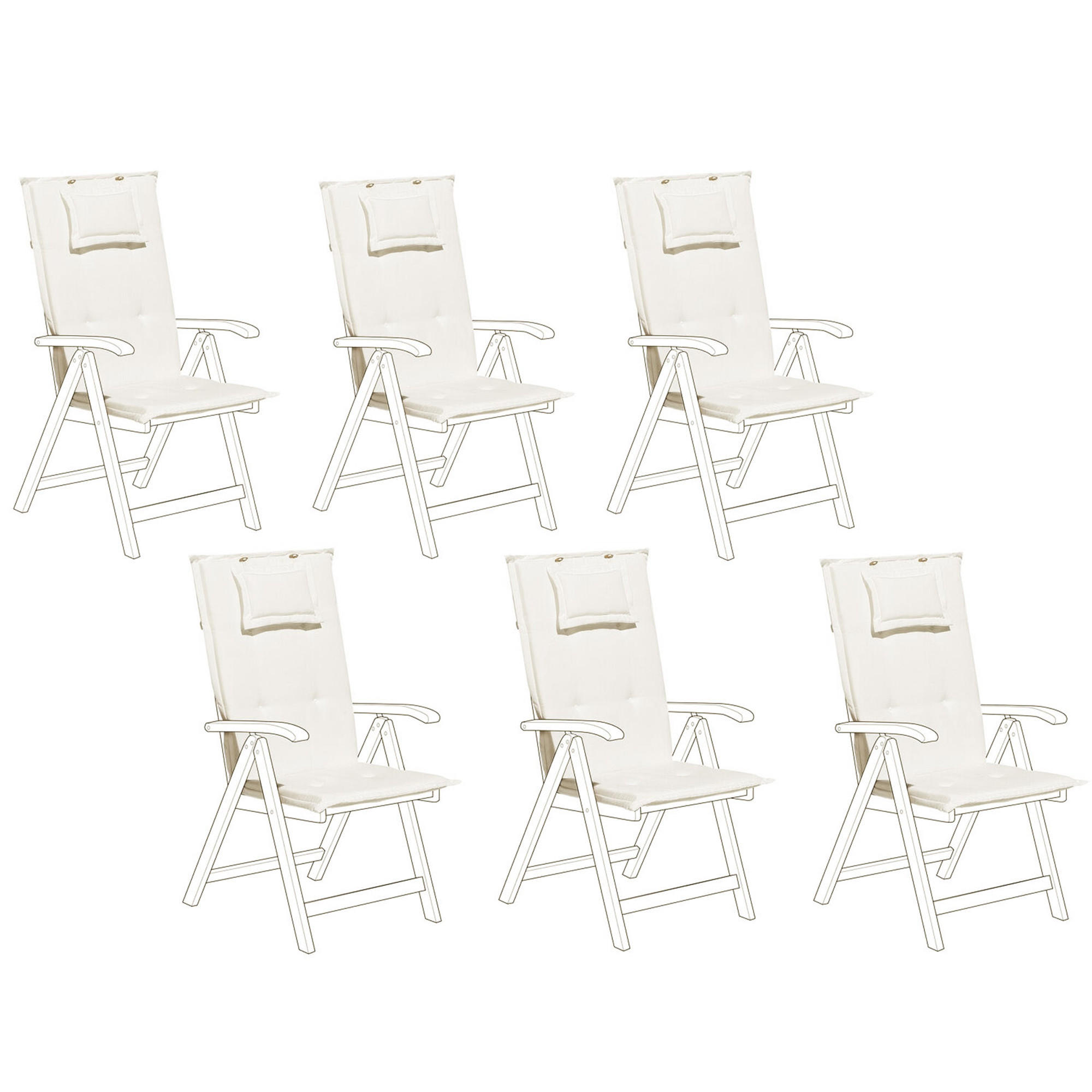 SITZAUFLAGEN 6ER SET Weiß Toscana - Weiß, Textil (50/71/45cm) - Beliani