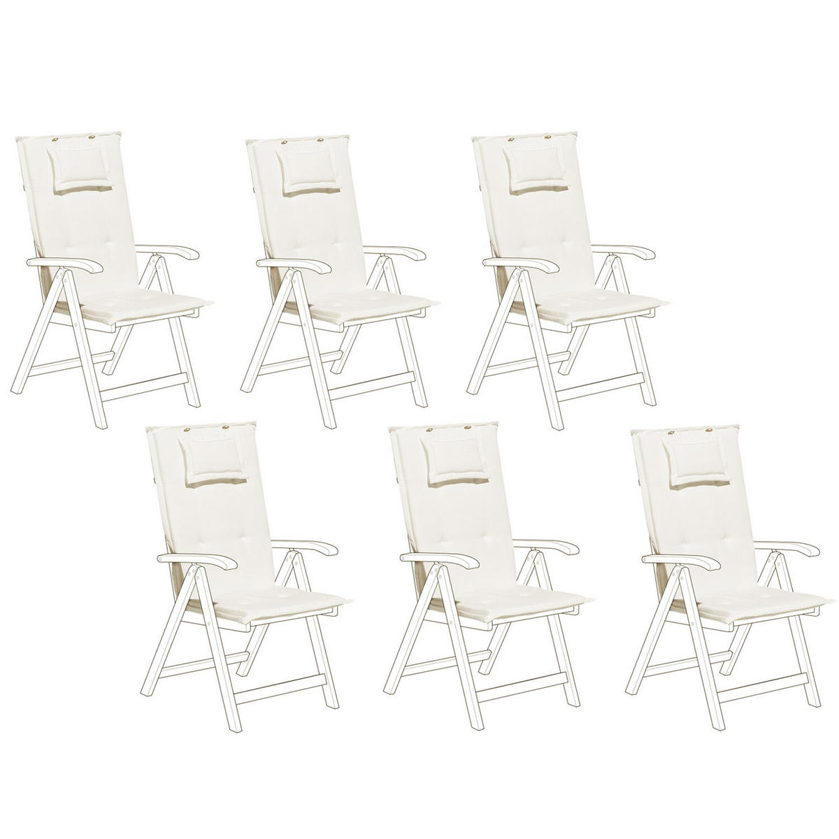 SITZAUFLAGEN 6ER SET Weiß Toscana - Weiß, Textil (50/71/45cm) - Beliani