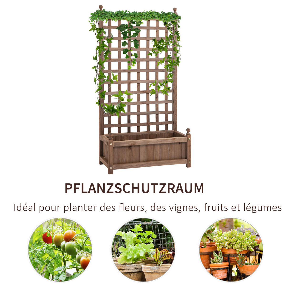 PFLANZKASTEN Blumenständer Rankkasten, mit Leckage-Löcher, Tannenholz, Dunkelbraun - Dunkelbraun, Holz (28/120/64cm) - Outsunny
