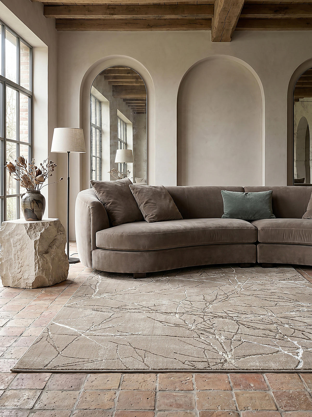 KURZFLORTEPPICH Abstrakt KAVALA Polyester Beige 160 x 230 cm - Beige, Textil (160/230cm) - KADIMA DESIGN
