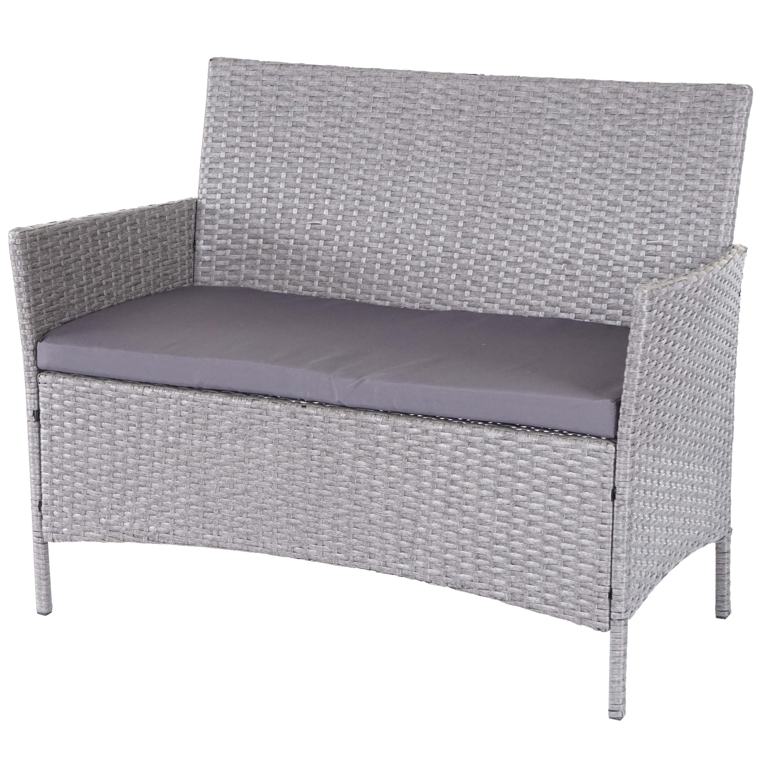 POLY-RATTAN GARTENBANK Hellgrau, Grau - Hellgrau/Grau, Kunststoff (106/83/60cm) - MCW