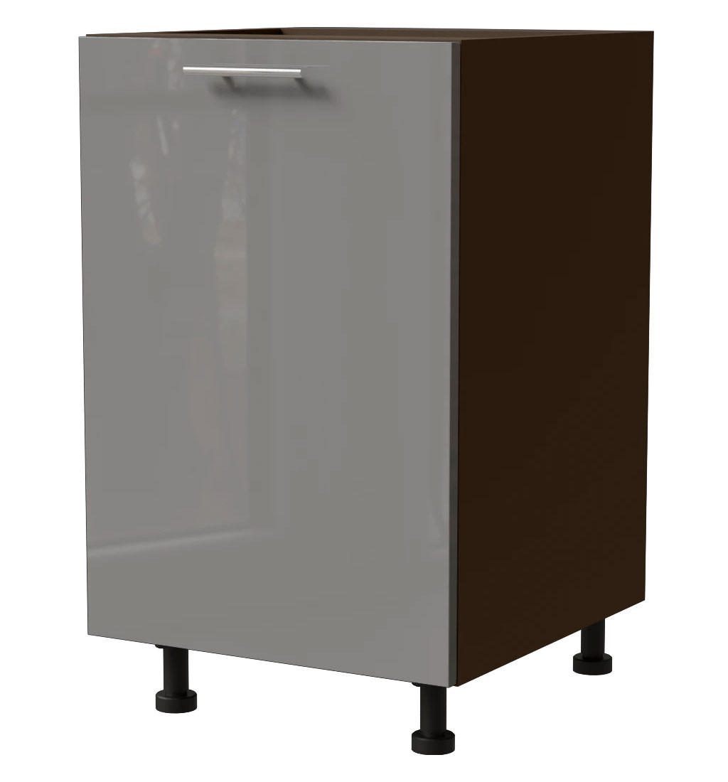 KÜCHENUNTERSCHRANK Essen D1D/50 Grau Hochglanz / Lava Matt 50 / 50 / 82cm - Dunkelgrau/Grau, Holz/Holzwerkstoff (50/82/50cm) - Feldmann-Wohnen