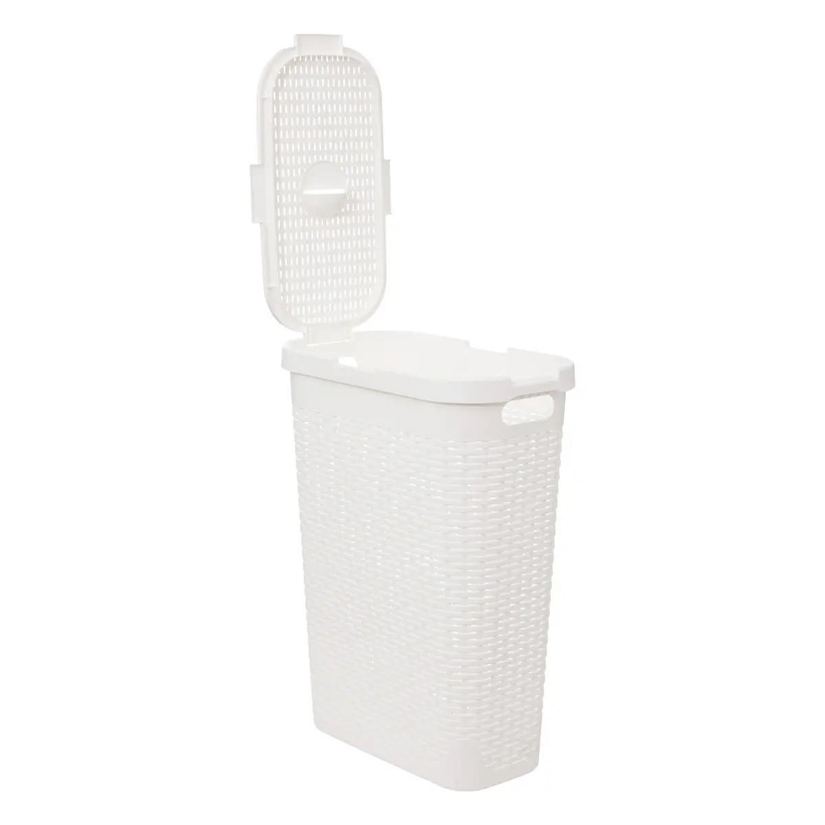 WÄSCHEKORB aus Kunststoff 40 l 46,4/26,5/60,5 cm - Weiß, Kunststoff (26.5/60.5/46.4cm) - 5five Simply Smart