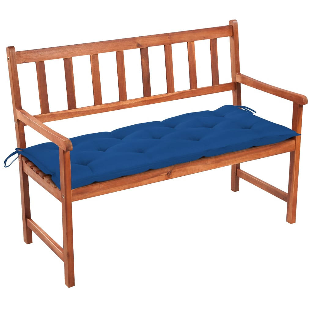 GARTENBANK mit Auflage 120 cm Massivholz Akazie - Blau, Holz (50/90/58cm) - furnicato