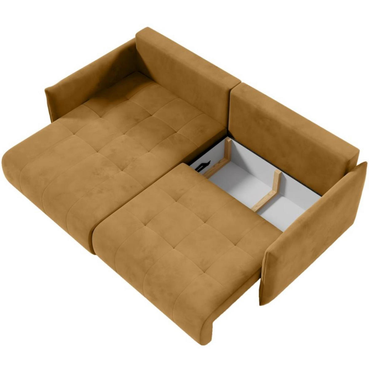 ECKSCHLAFSOFA Henry Mini gelb links - Gelb/Schwarz, Kunststoff/Textil (221/153cm) - Beautysofa