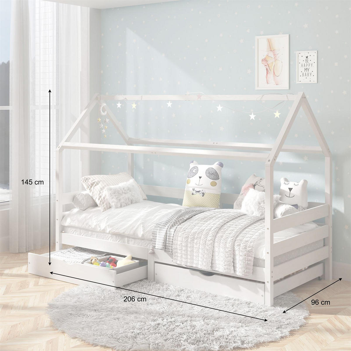 HAUSBETT CLIA 90X200 CM - Weiß, Holz (96/145/206cm) - IDIMEX
