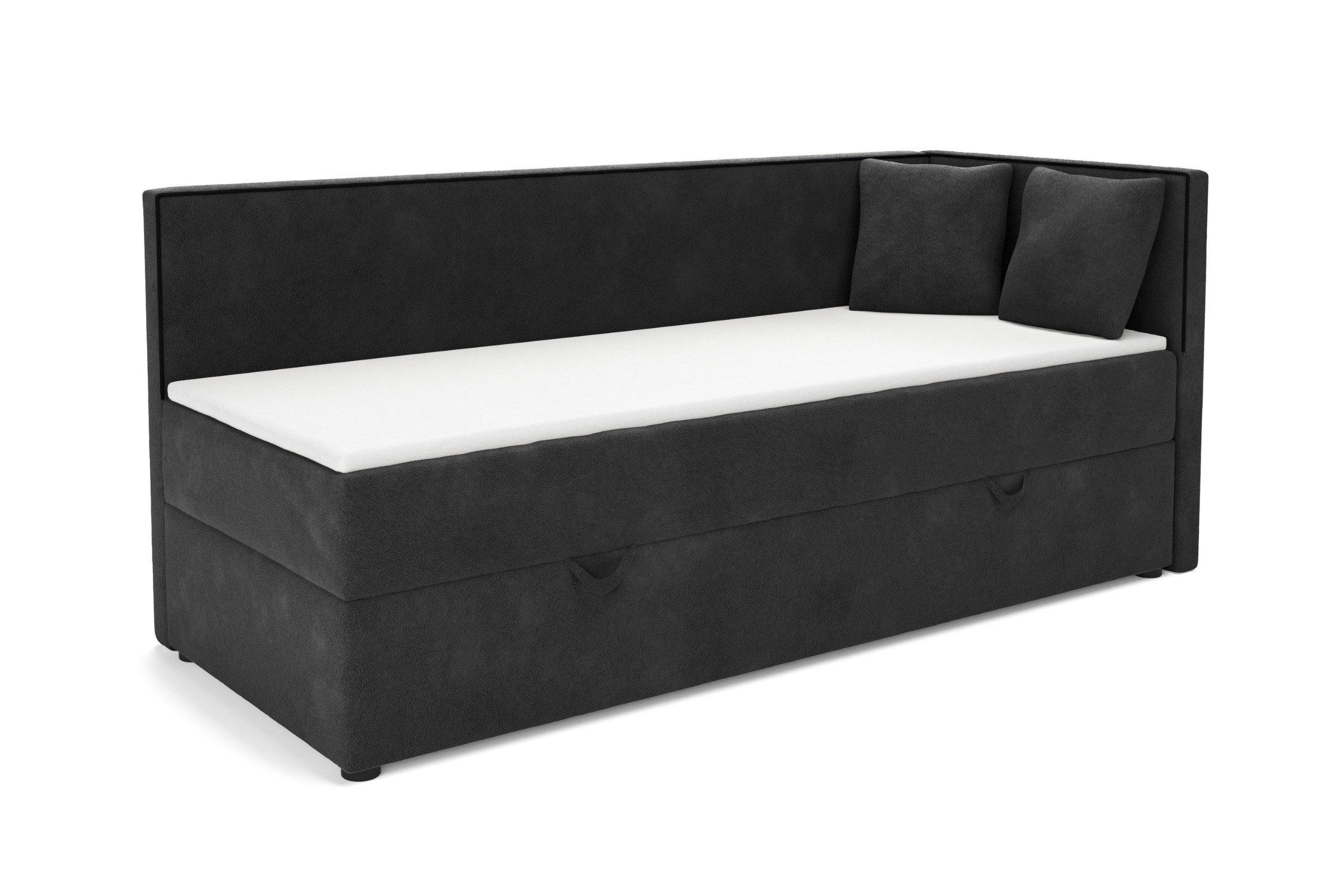 BOXBETT GINA 90/200 in Boucle Anthrazit H4 - Anthrazit, Holz/Holzwerkstoff (90/200cm) - Deine Möbel 24