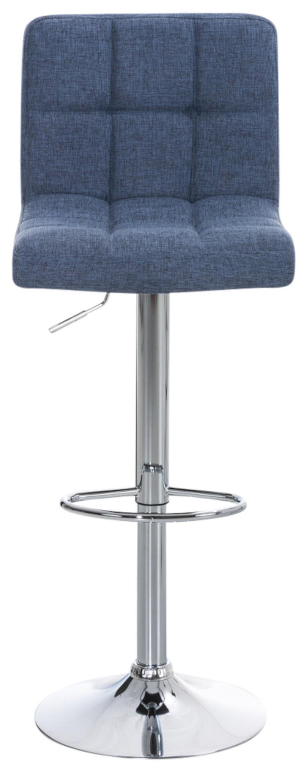 BARHOCKER 2er Set Stoff Blau - Chromfarben/Blau, Textil/Metall (46/94/47cm) - CLP