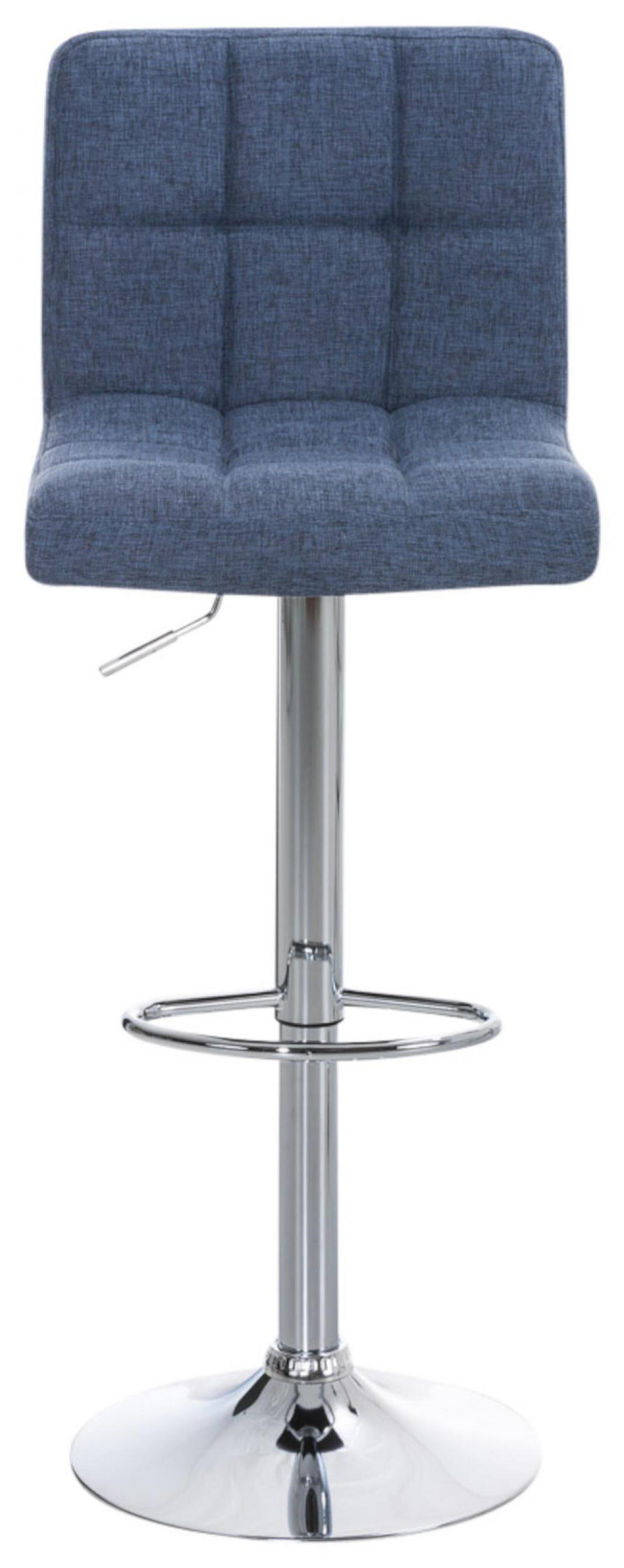 BARHOCKER 2er Set Stoff Blau - Chromfarben/Blau, Textil/Metall (46/94/47cm) - CLP
