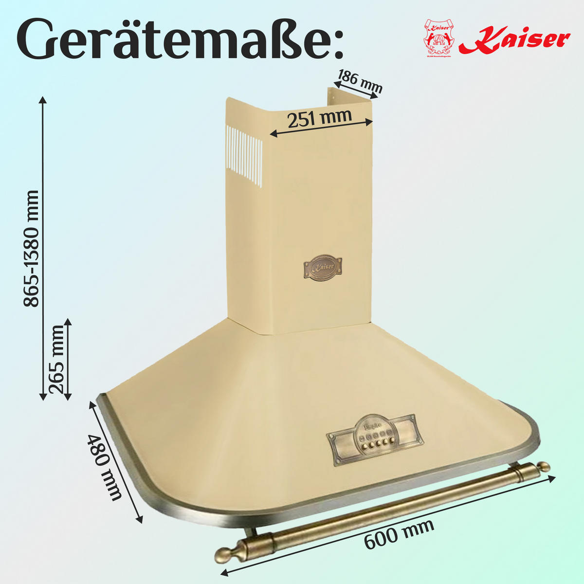 WANDHAUBE A 6315 ElfEm Eco Elfenbein 60cm - Beige, Metall (60/86.5/48cm) - Kaiser Küchengeräte