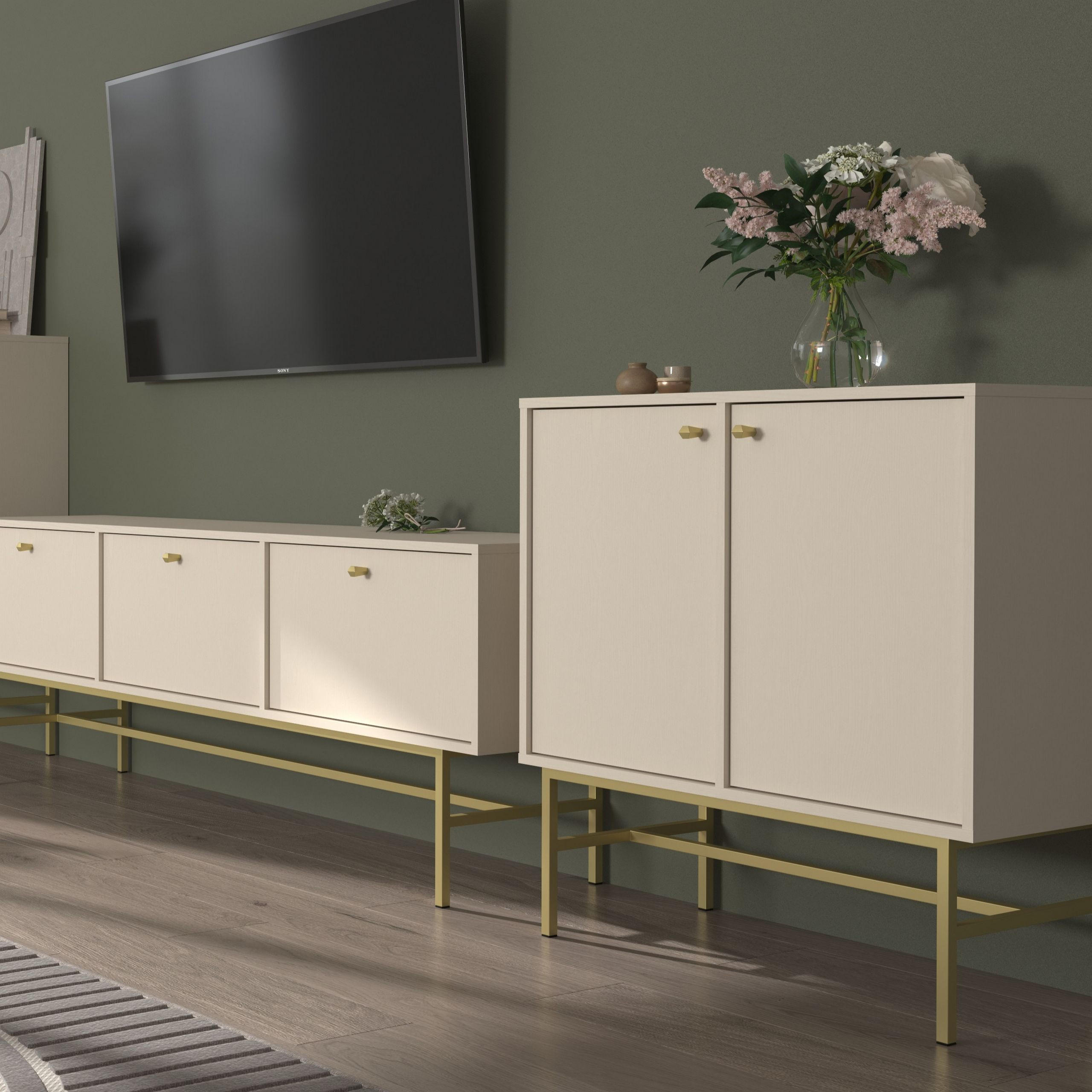 KOMMODE TORINO 84/86/41 cm mit 2 Türen Beige - Beige, Holzwerkstoff (84/86/41cm) - MASSENO