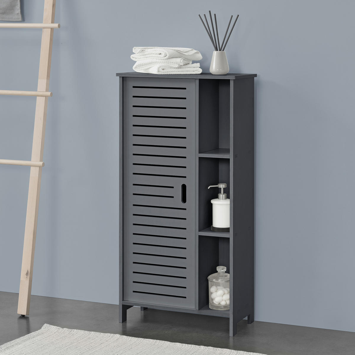 SEITENSCHRANK Vansbro - Dunkelgrau, Kunststoff (48/96/24cm) - [en.casa]