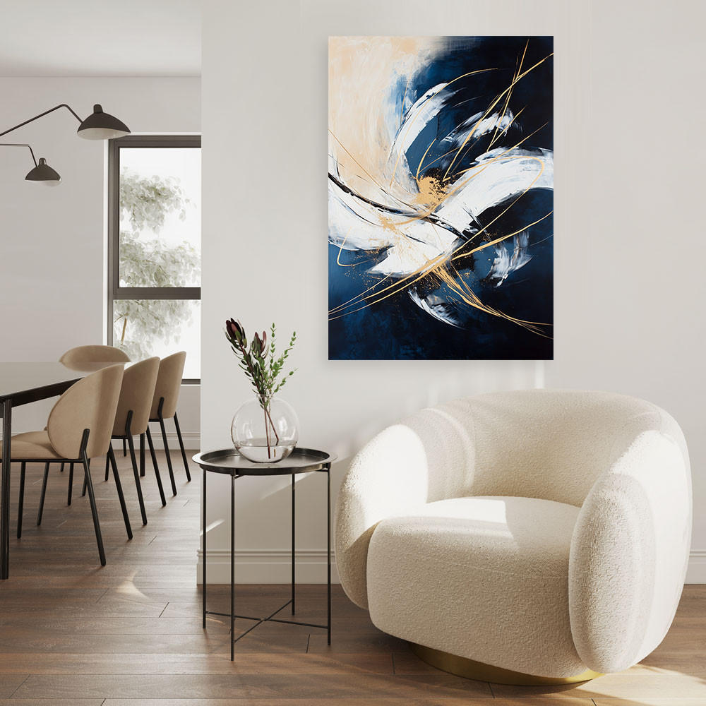 LEINWANDBILD Abstraktion Blau Beige 80x120cm - Blau, Textil (80/120cm) - Feeby