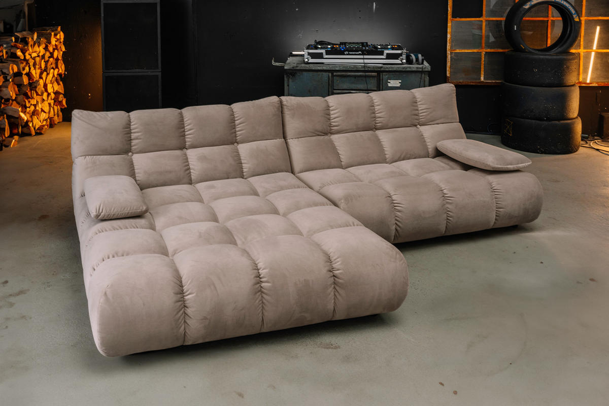 ECKSOFA VIVIEN Braun Velvet - Dunkelbraun/Schwarz, Kunststoff/Textil (290/178cm) - KAWOLA