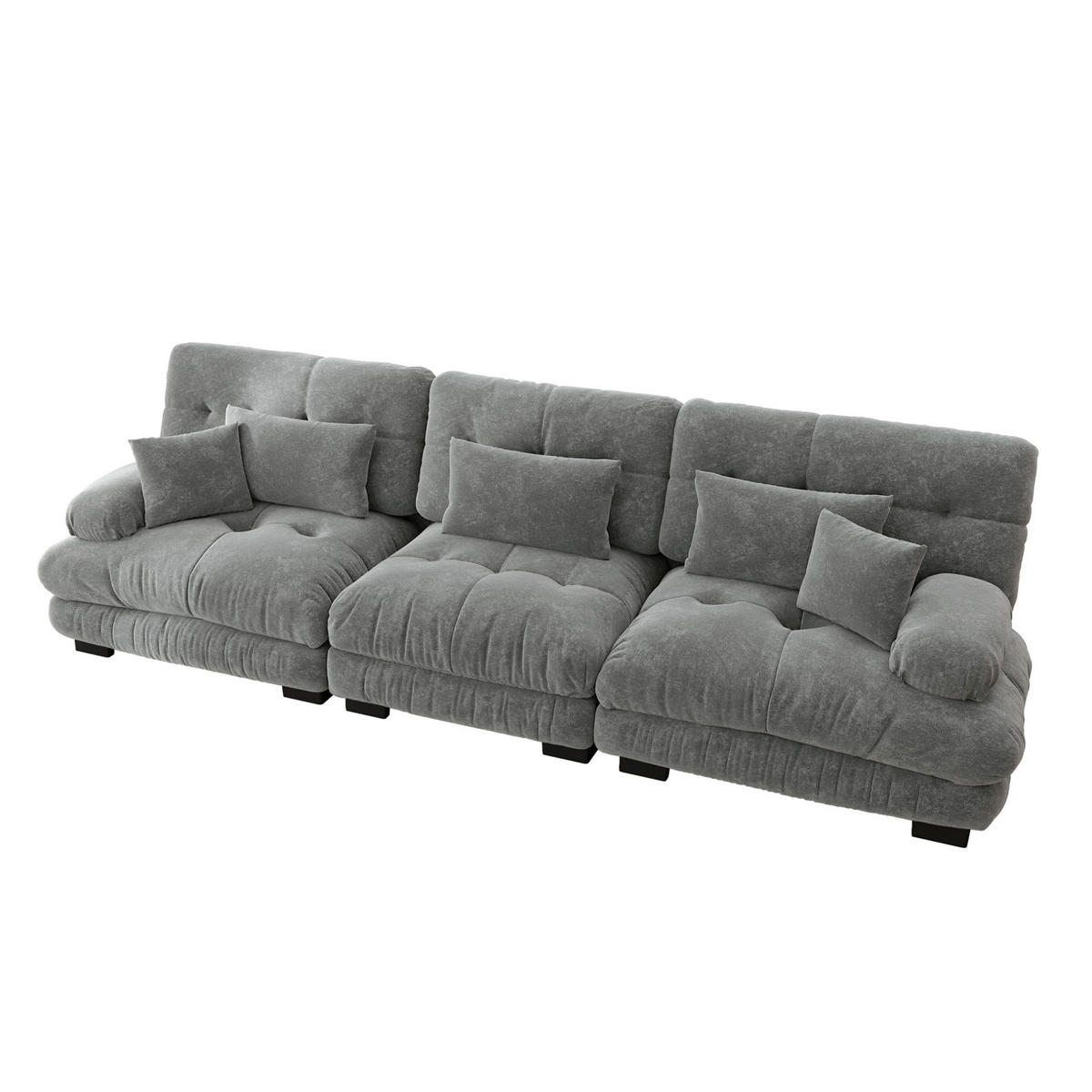 3-SITZER 313/77/81 cm Ecksofa grau aus Chenille mit Tiefensitz - Grau, Textil (77/81/313cm) - OKWISH
