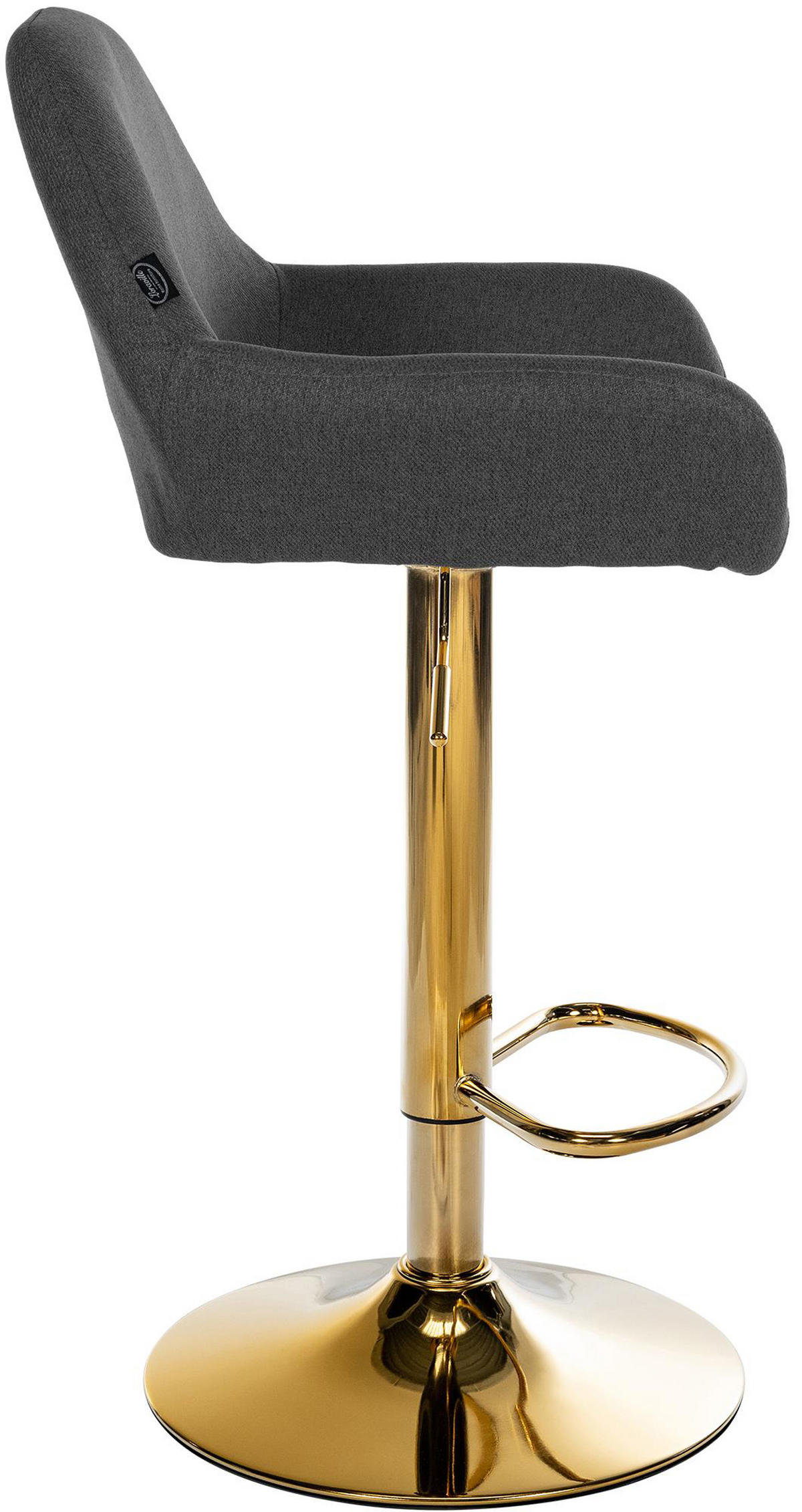 BARHOCKER 2er Set Prag Gold Stoff schwarz - Goldfarben/Schwarz, Textil/Metall (51/109/52cm) - TPFLiving