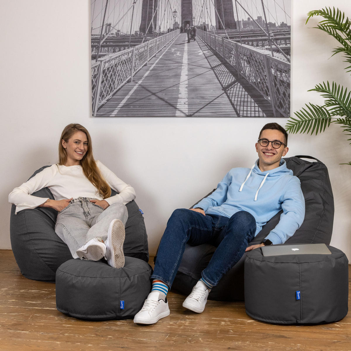 POUF M grau - Grau, Textil (500/200/500cm) - Bruni