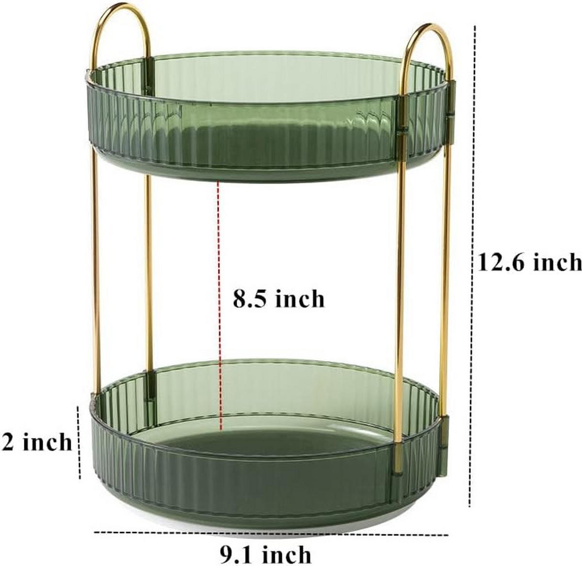 KOSMETIK-ORGANIZER, drehbar, 2-stöckig, grün，23/23/32cm - Grün, Kunststoff (23.5/10.5/23.5cm)
