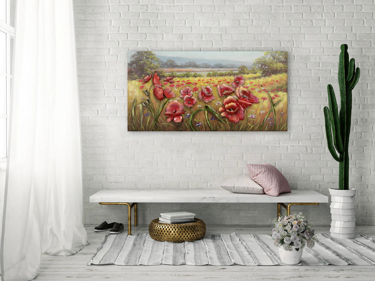 METALLBILD Rot 120/60 cm - Rot/Grün, Metall (5/60cm) - KUNSTLOFT