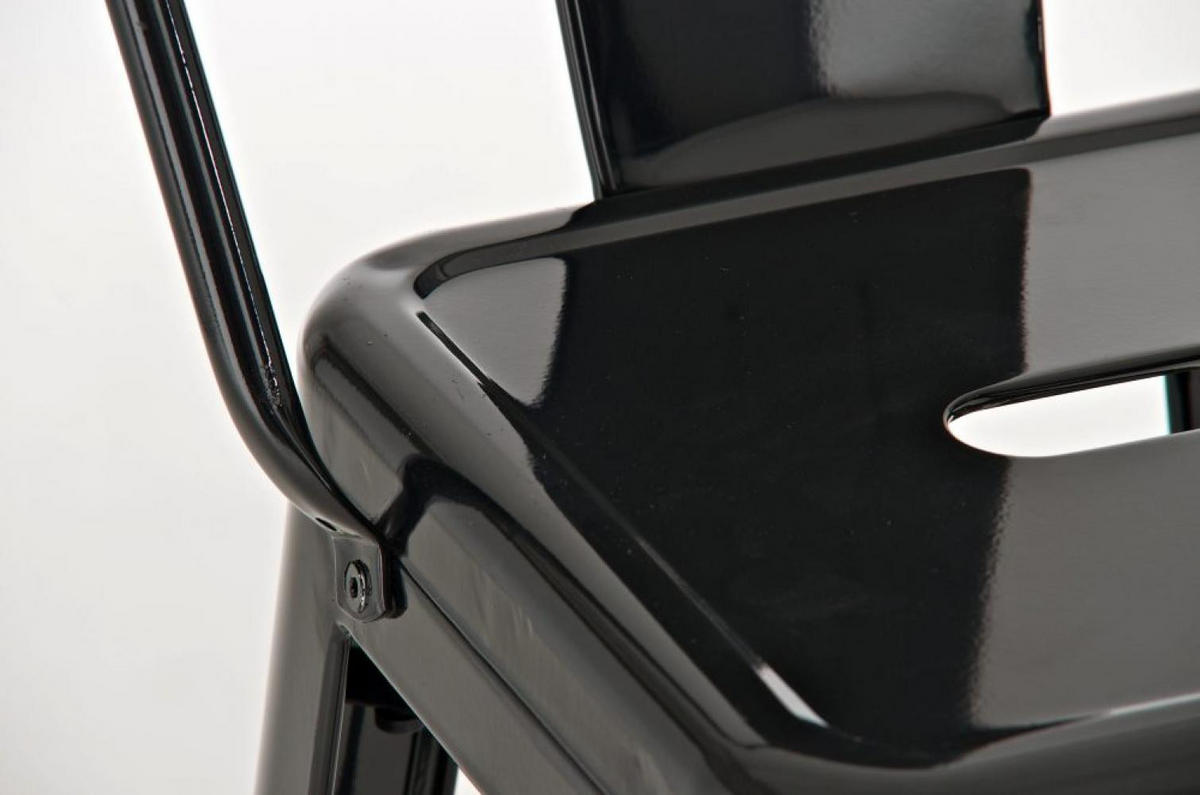 BARHOCKER Metall schwarz - Eukalyptusholzfarben/Schwarz, Metall (44/115/52cm) - CLP