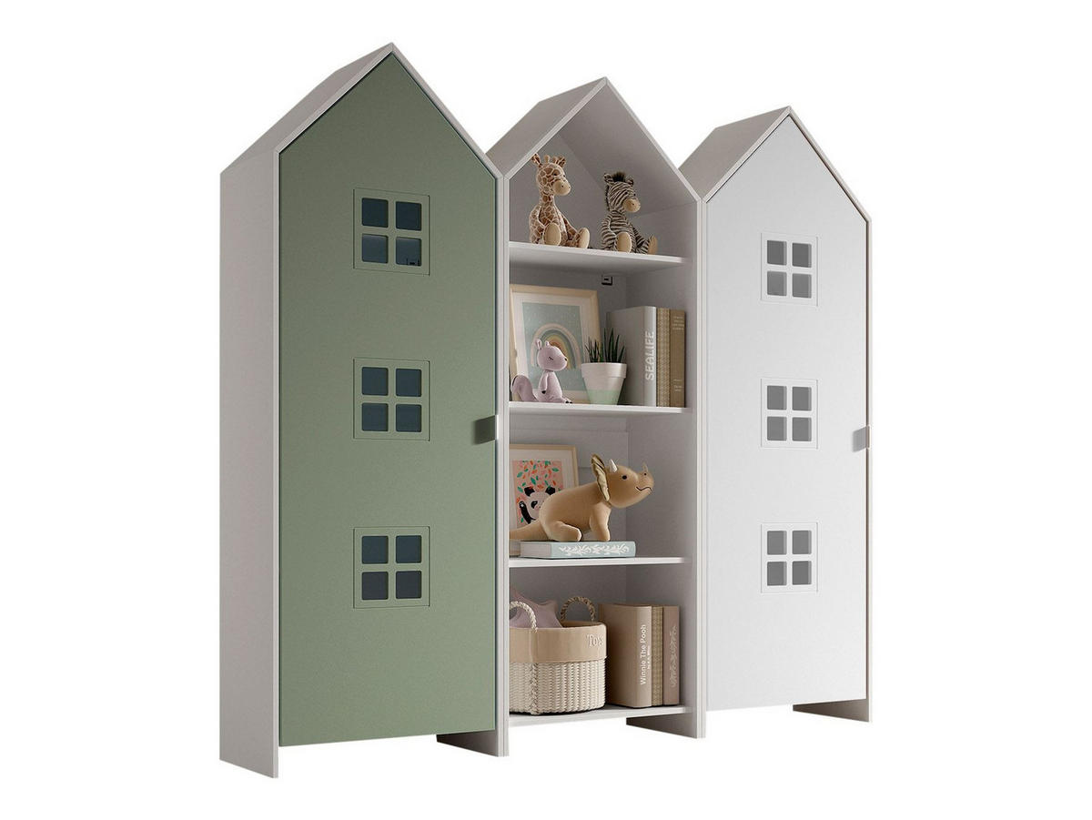 REGALSCHRANK Set Kania 173x37x171 MDF Weiß /Bunt - Weiß/Grün, Holzwerkstoff (173/171/37cm) - 58aufmkessel