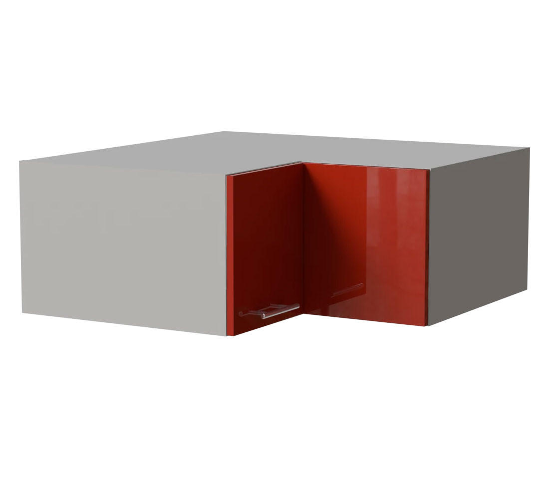 ECKAUFSATZSCHRANK Brerra W14/90/36 Grau / RAL 3002 karminrot Hochglanz 90 / 90 / 36cm - Rot/Grau, Holz/Holzwerkstoff (90/36/90cm) - Feldmann-Wohnen