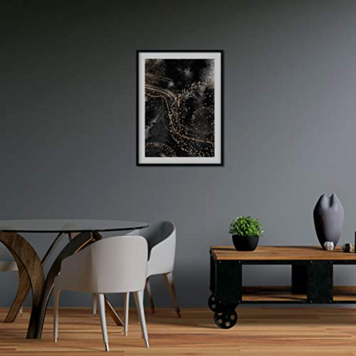 POSTER Set mit 4 Abstrakte Formen und Figuren Braun A3 Schwarzer Rahmen - Schwarz, Papier (29.7/3cm) - Nacnic