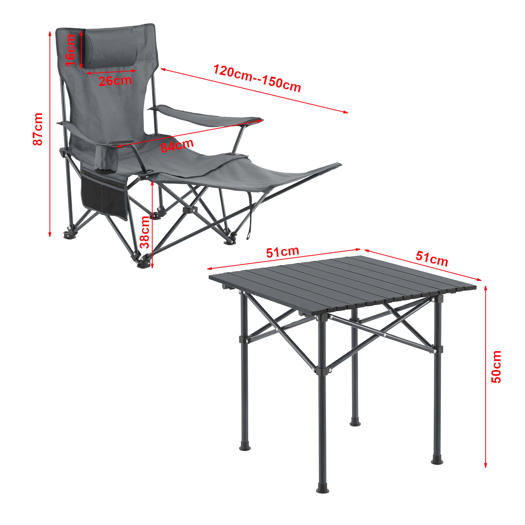 GARTENMÖBEL-SET 3 TLG. Bellante - Grau, Textil/Metall - casa.pro