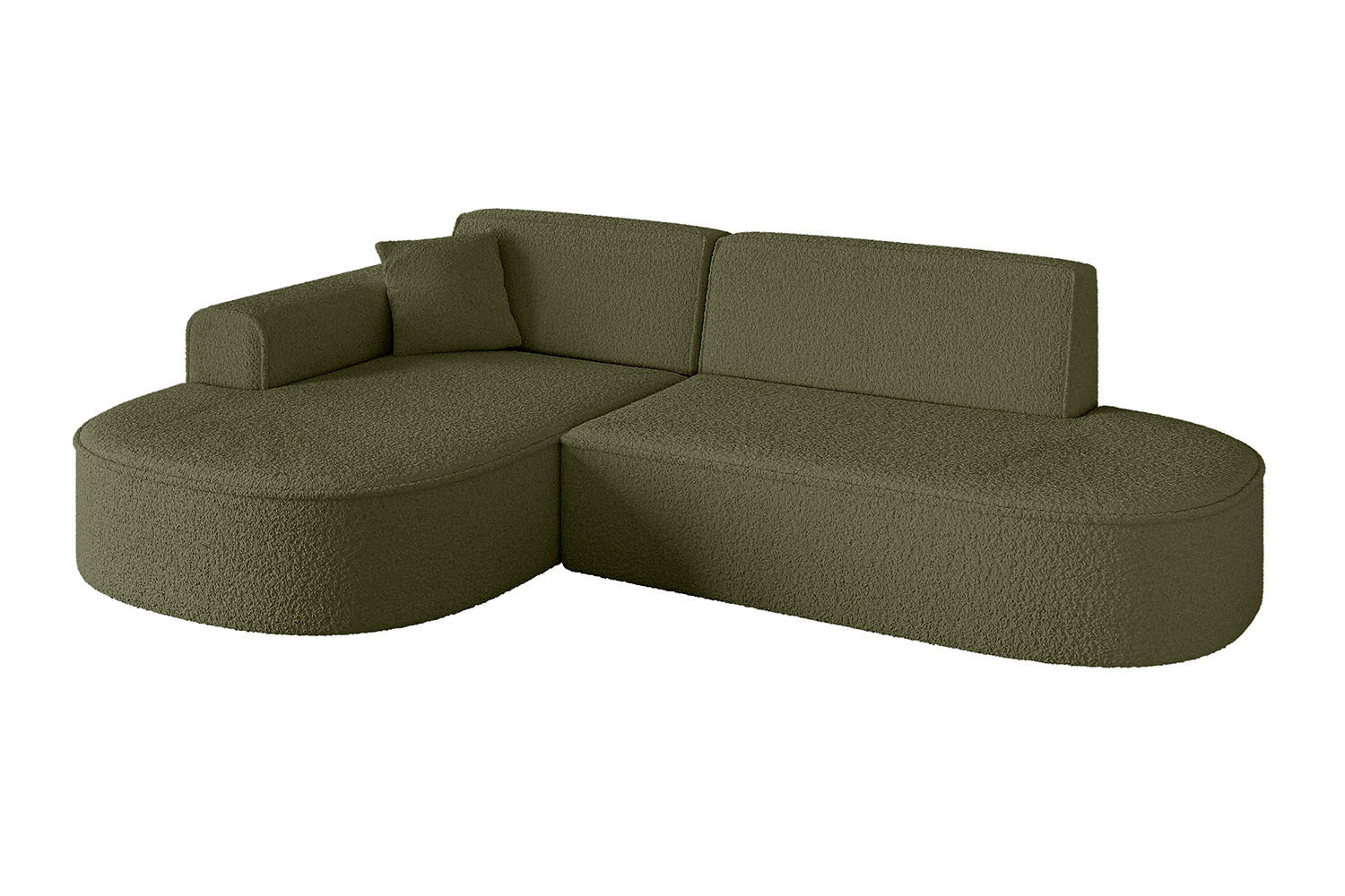 ECKSOFA Ottomane Links MARI-L1 - 232x163x73,5 cm Grün Bouclé - Schwarz/Grün, Holzwerkstoff/Kunststoff (163/234cm) - ALTDECOR