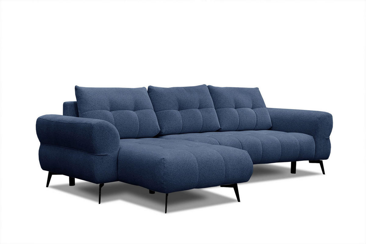 ECKSOFA SALVINI 4-Sitzer, dunkelblau - Schwarz/Dunkelblau, Holzwerkstoff/Textil (158/292cm) - Courtois Laville