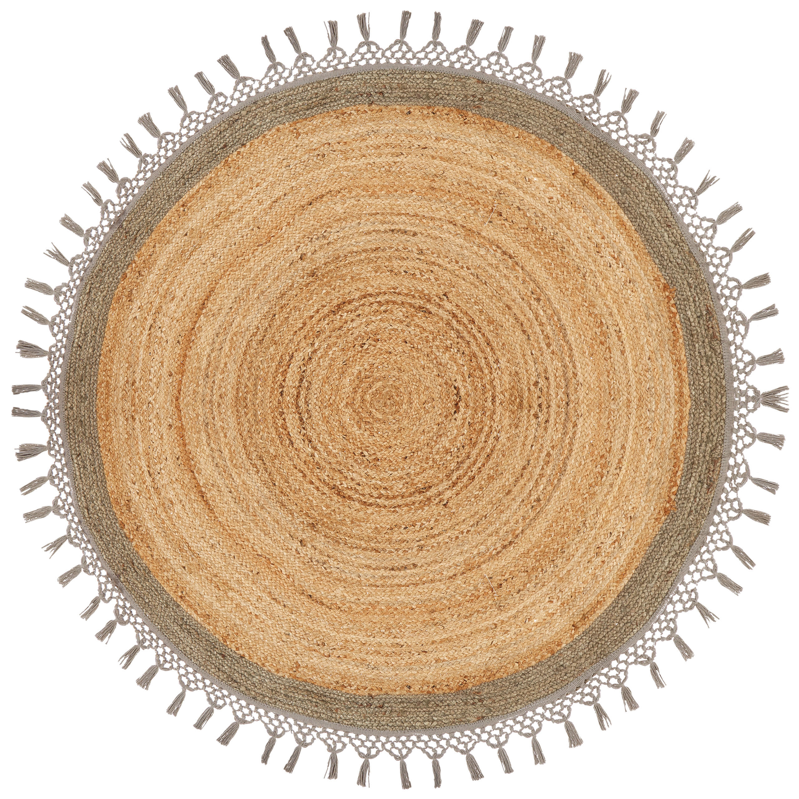 TEPPICH geflochten Marts 140/140 cm - Beige, Naturmaterialen (140/140cm) - Beliani