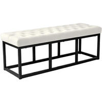 SITZBANK 120/37 cm Samt Creme - Creme/Schwarz, Textil/Metall (120/42/37cm) - CLP