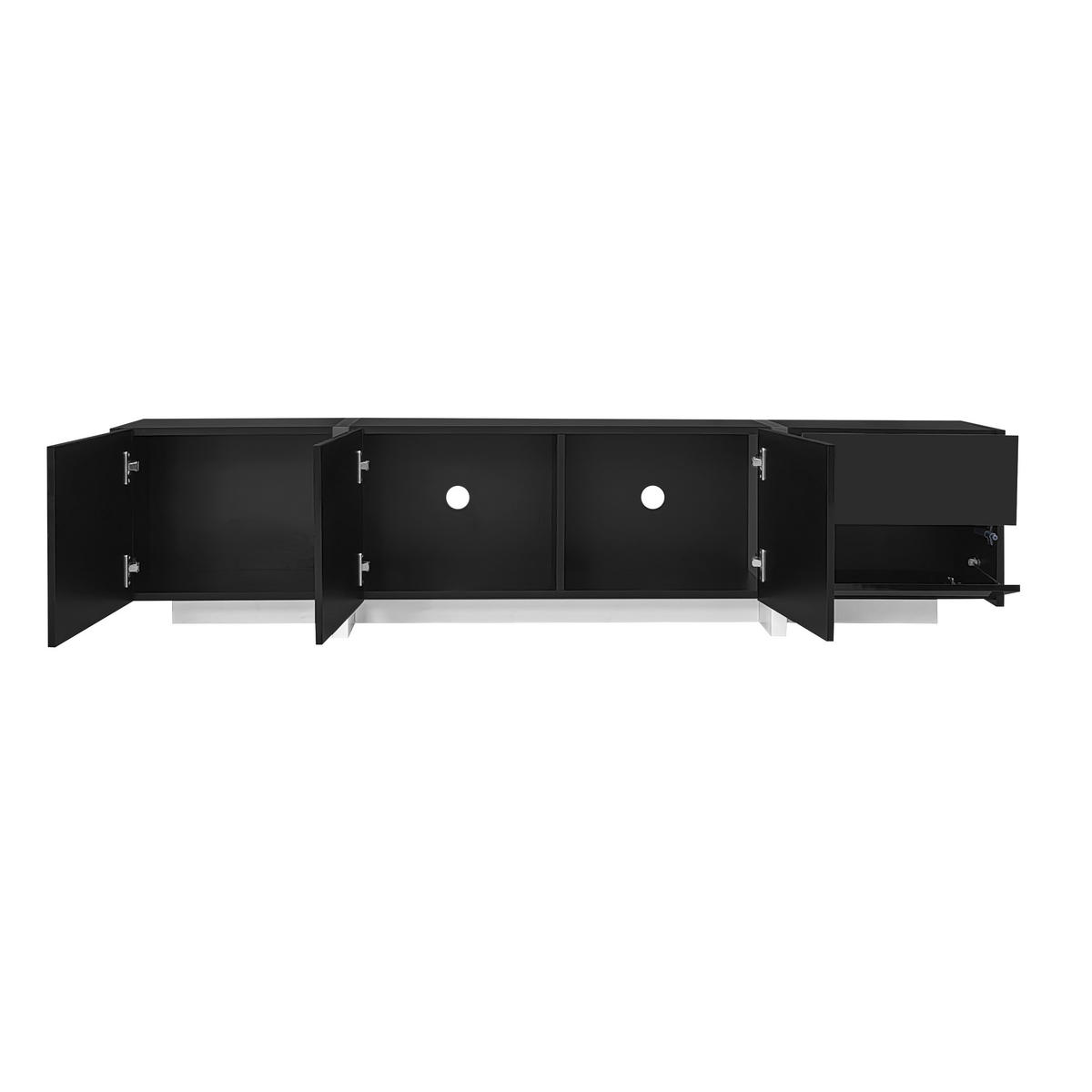 TV-SCHRANK 170/30/39 cm Schwarz-Weiß Hochglanz mit LED und 3 Türen - Schwarz, Holzwerkstoff (170/39/30cm) - Oxeza