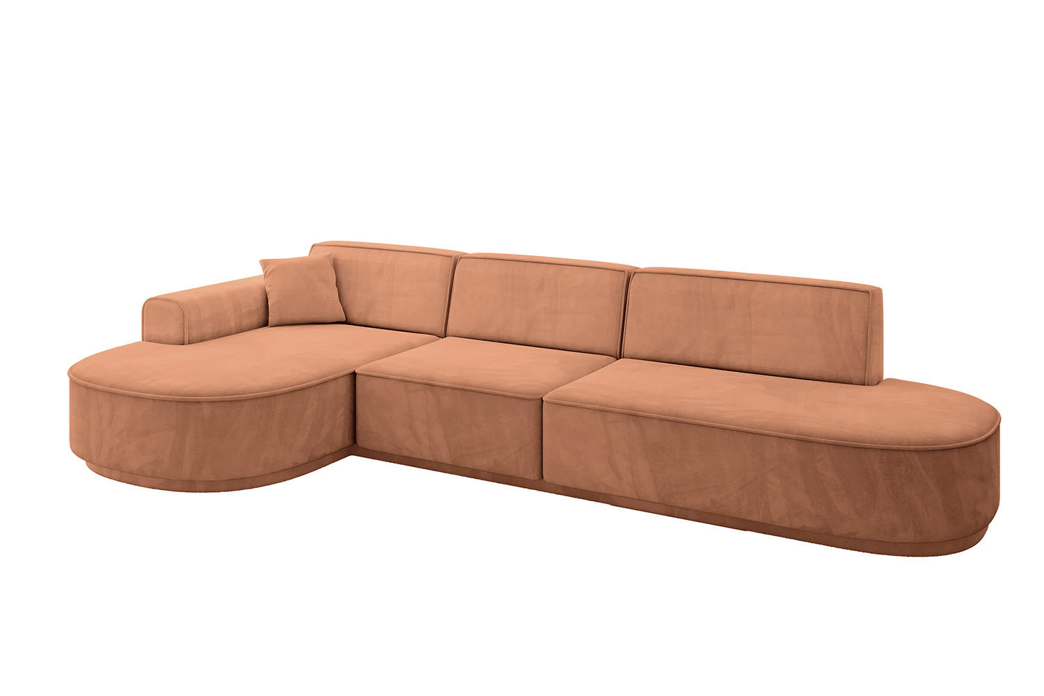 ECKSOFA Ottomane Links MARI-L2-v3 - 328x171x83 cm Orange Velours - Schwarz/Orange, Holzwerkstoff/Kunststoff (328/171cm) - ALTDECOR