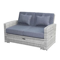 GARTEN-MULTIFUNKTIONSSOFA Begur Grau Polyrattan ausklappbar für 2 Personen - Grau, Naturmaterialien (80/86/156cm) - bellavista - Home & Garden