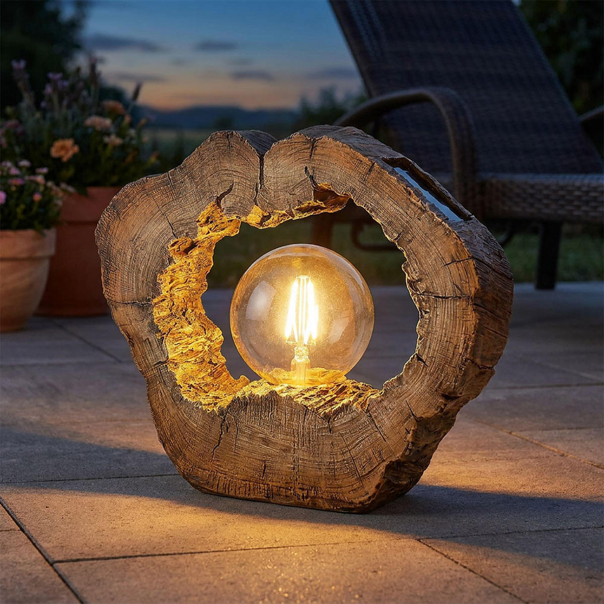 LED AUSSENLEUCHTE Baumscheibe Holzoptik Braun - Braun, Kunststoff (30.5/8.5/25.5cm) - Globo Lighting